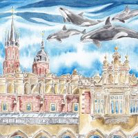 Orcas flying in Cracow 13x20cm Ecolina